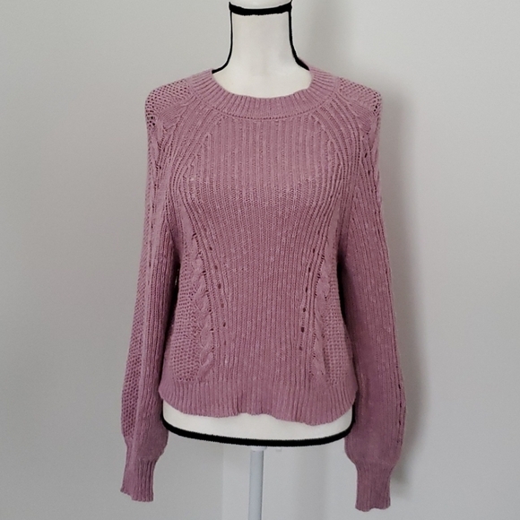 American Eagle Cotton Blend Crew Neck Cable Knit Sweater Size XS - Picture 1 of 8